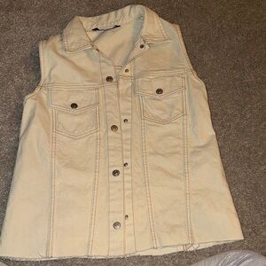 Zara Cream Sleeveless Denim Vest, size S